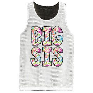 Floral Big Sister Gift Pregnancy Announcement Mesh Reversible Basketball Jersey Tank