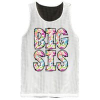 Floral Big Sister Gift Pregnancy Announcement Mesh Reversible Basketball Jersey Tank