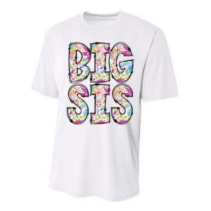 Floral Big Sister Gift Pregnancy Announcement Performance Sprint T-Shirt