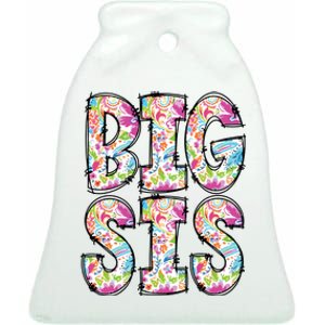 Floral Big Sister Gift Pregnancy Announcement Ceramic Bell Ornament