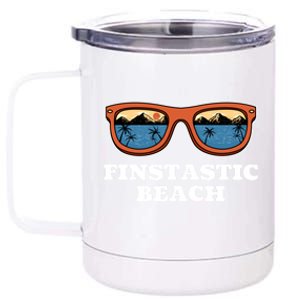 Finstastic Beach Summer Fishing Tropical Fisher Family Cool Gift 12 oz Stainless Steel Tumbler Cup