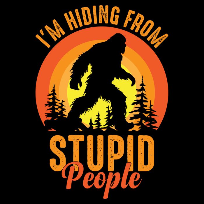 Funny Bigfoot Sasquatch Im Hiding From Stupid People 7-Panel Snapback Hat