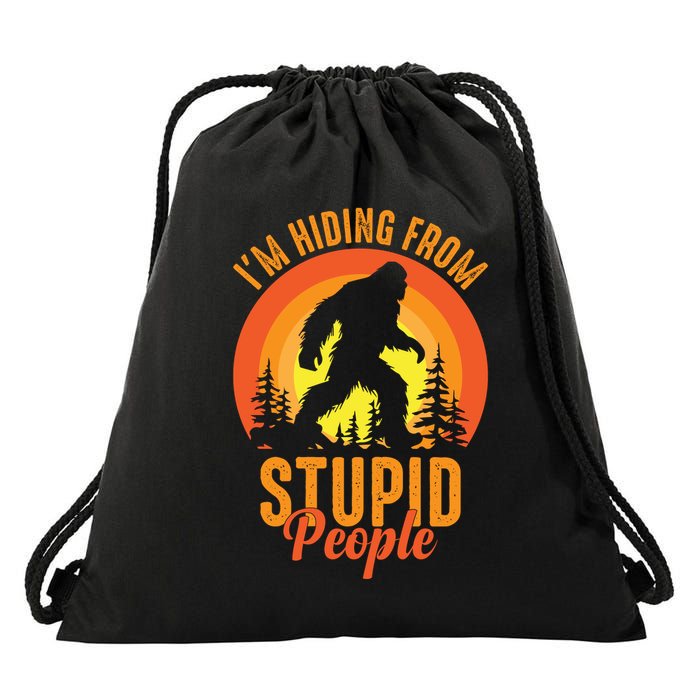 Funny Bigfoot Sasquatch Im Hiding From Stupid People Drawstring Bag