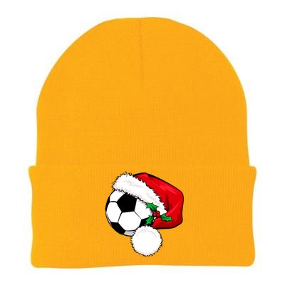 Football Ball Santa's Hat Christmas Xmas Soccer Fan Gift Funny Gift Knit Cap Winter Beanie