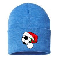 Football Ball Santa's Hat Christmas Xmas Soccer Fan Gift Funny Gift Sustainable Knit Beanie