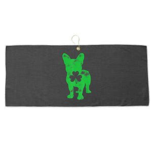 French Bulldog St Patricks Day Boys Girls Shamrock Dog Lover Large Microfiber Waffle Golf Towel