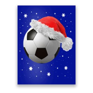 Football Ball Santa's Hat Christmas Xmas Soccer Fan Funny Gift Poster