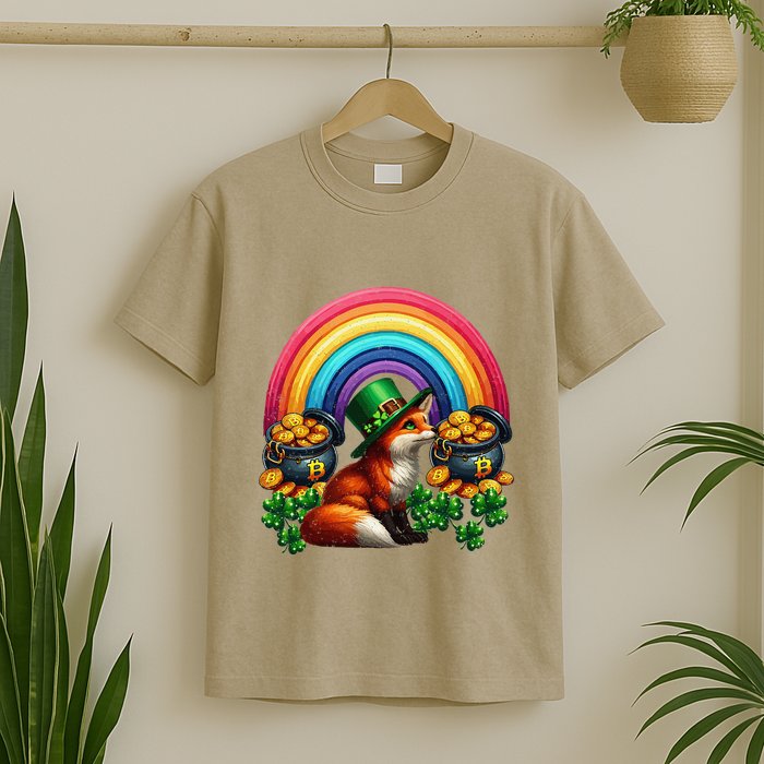 Fox Bitcoin St Patricks Day Btc Crypto Trader Irish Pride T-Shirt