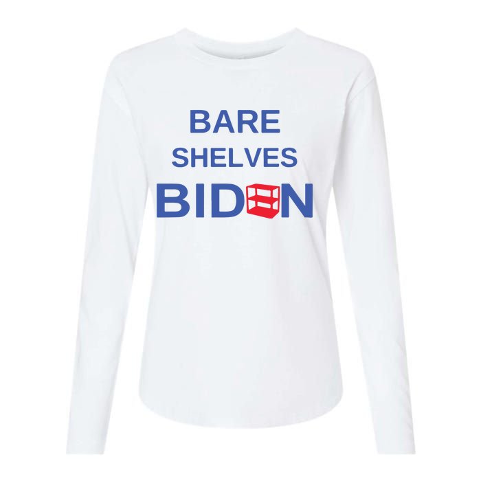 Funny Bare Shelves Biden E Parody Logo #Fjb Womens Cotton Relaxed Long Sleeve T-Shirt