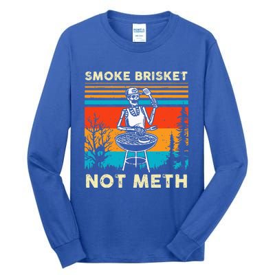 Funny BBQ Skeleton Smoke Brisket Not Meth Grilling Master Tall Long Sleeve T-Shirt