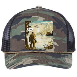 Funny Bigfoot Sasquatch Loch Ness Monster Introvert Bruh Retro Rope Trucker Hat Cap