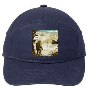 Funny Bigfoot Sasquatch Loch Ness Monster Introvert Bruh 7-Panel Snapback Hat