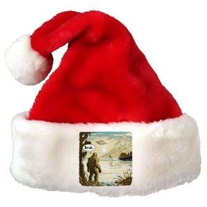 Funny Bigfoot Sasquatch Loch Ness Monster Introvert Bruh Premium Christmas Santa Hat