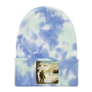 Funny Bigfoot Sasquatch Loch Ness Monster Introvert Bruh Tie Dye 12in Knit Beanie