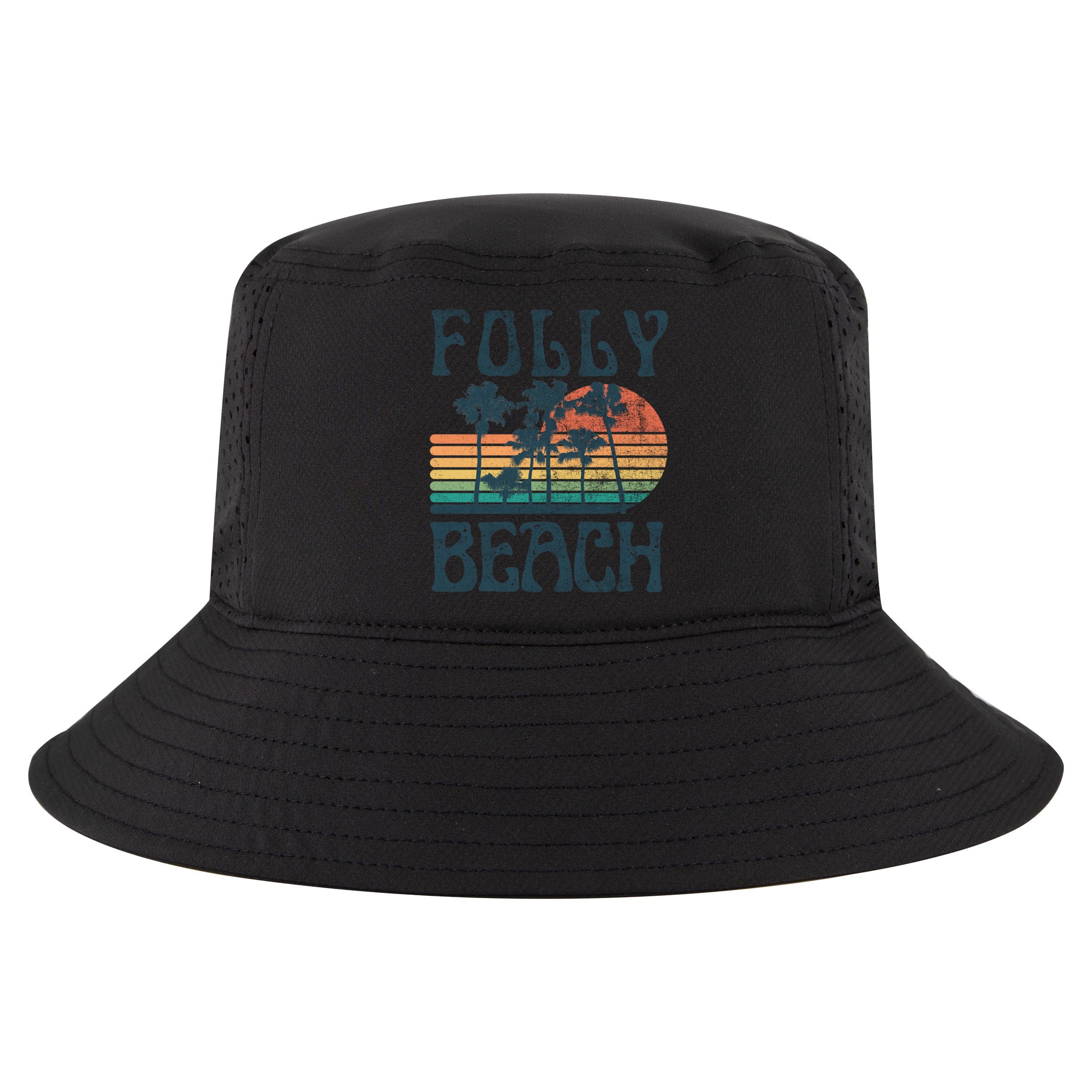 Folly Beach South Carolina Summer Vacation Vintage Cute Gift Cool Comfort Performance Bucket Hat