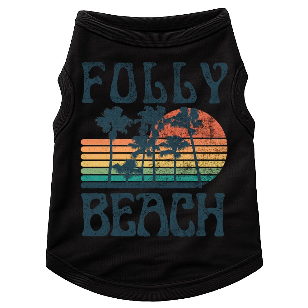 Folly Beach South Carolina Summer Vacation Vintage Cute Gift Doggie Tank