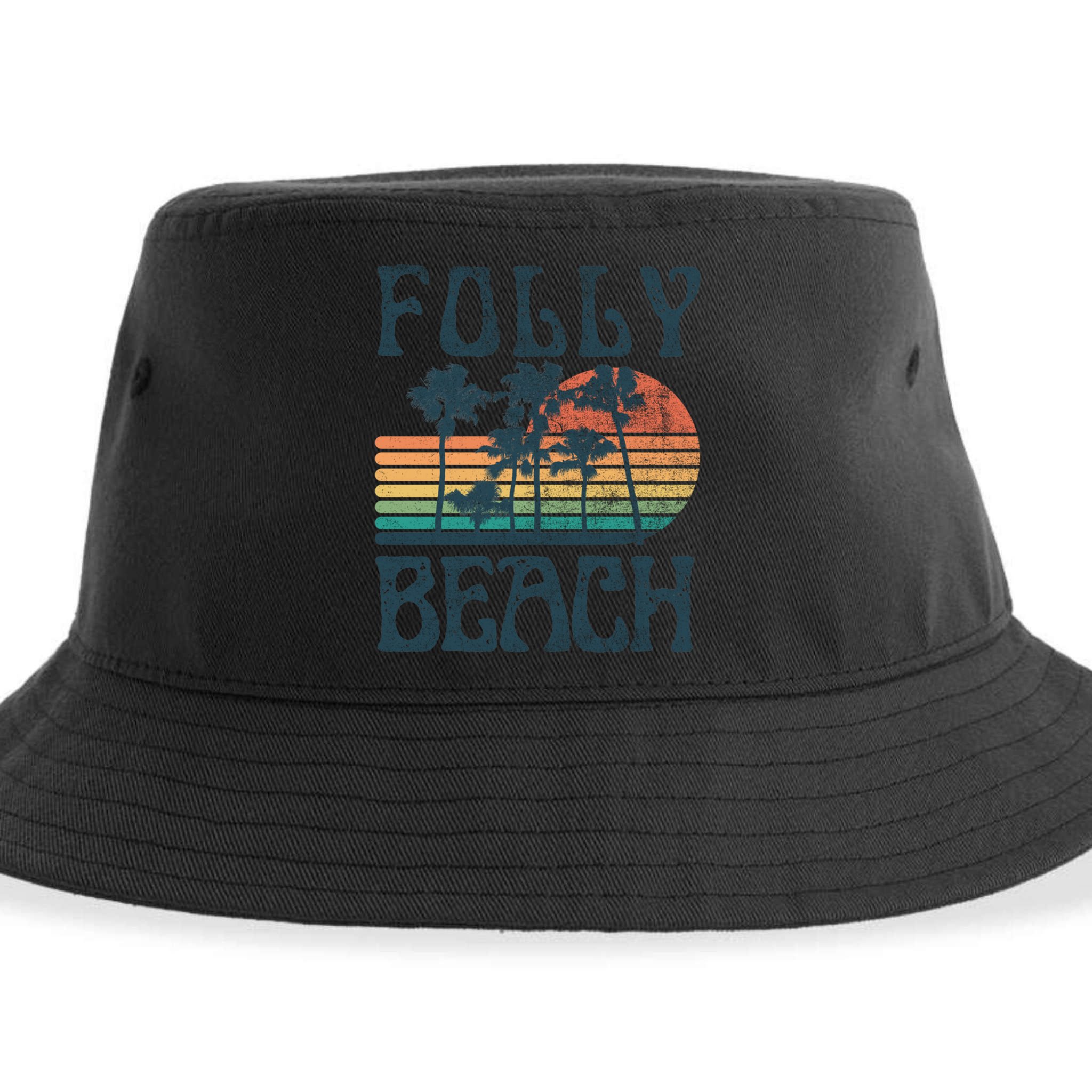 Folly Beach South Carolina Summer Vacation Vintage Cute Gift Sustainable Bucket Hat