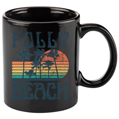 Folly Beach South Carolina Summer Vacation Vintage Cute Gift 11oz C Handle Ceramic Mug