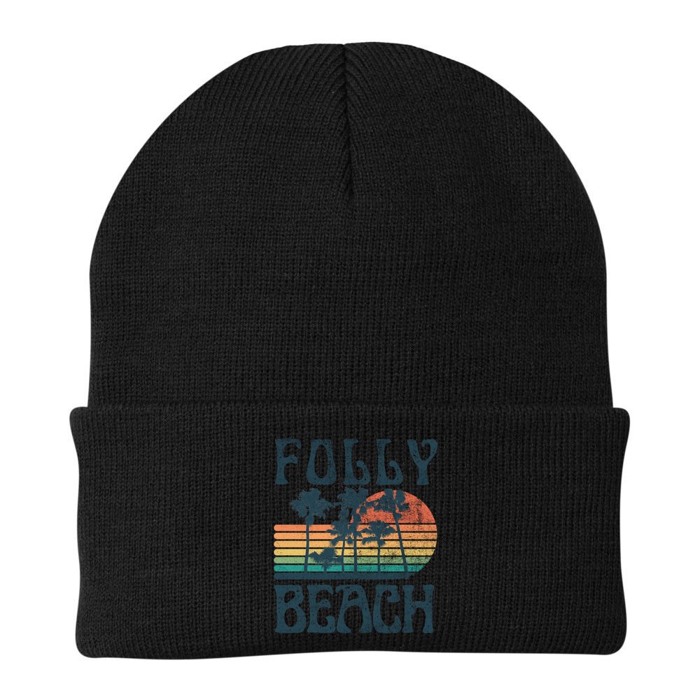 Folly Beach South Carolina Summer Vacation Vintage Cute Gift Beanie