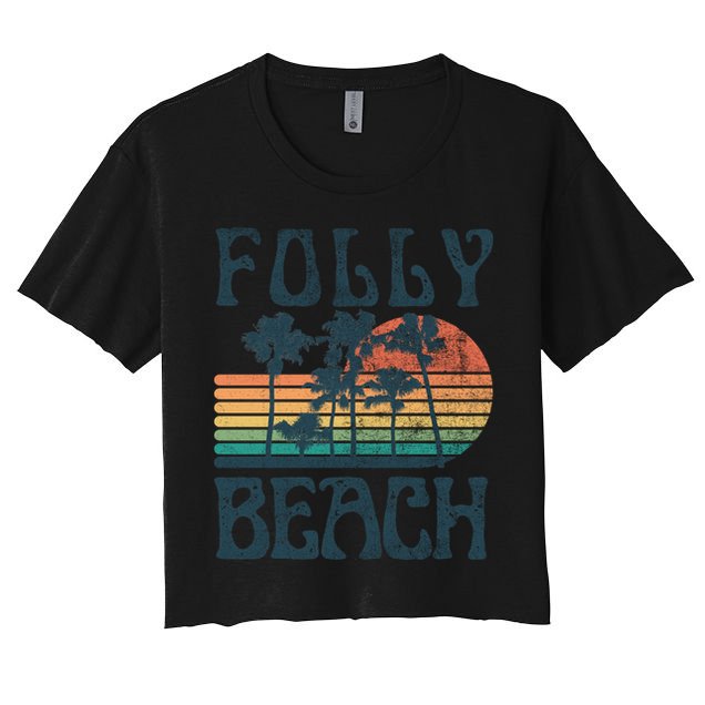 Folly Beach South Carolina Summer Vacation Vintage Cute Gift Crop Top