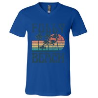 Folly Beach South Carolina Summer Vacation Vintage Cute Gift V-Neck T-Shirt