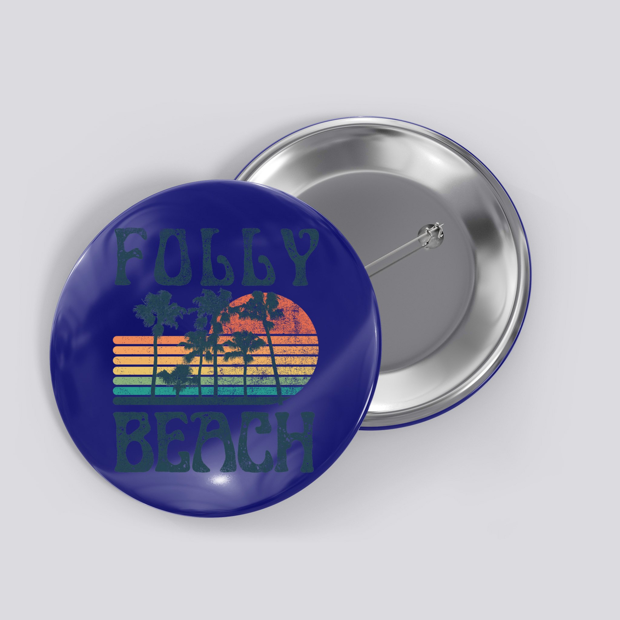 Folly Beach South Carolina Summer Vacation Vintage Cute Gift Button