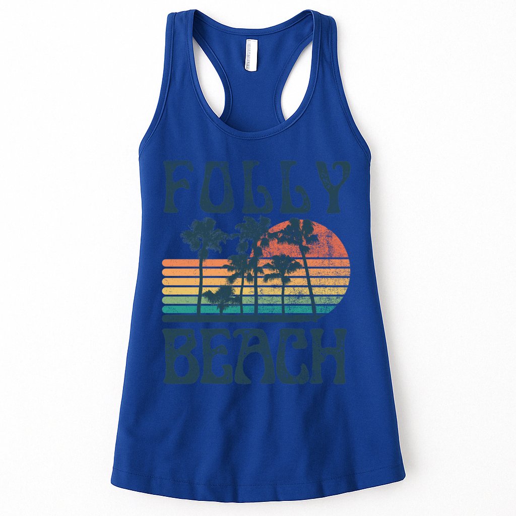 Folly Beach South Carolina Summer Vacation Vintage Cute Gift Womens Tank Top