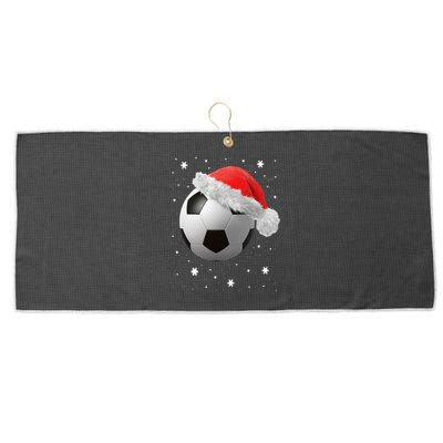 Football Ball SantaS Hat Christmas Xmas Soccer Fan Gift Large Microfiber Waffle Golf Towel