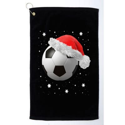 Football Ball SantaS Hat Christmas Xmas Soccer Fan Gift Platinum Collection Golf Towel