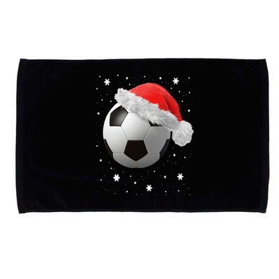 Football Ball SantaS Hat Christmas Xmas Soccer Fan Gift Microfiber Hand Towel