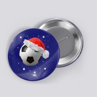 Football Ball SantaS Hat Christmas Xmas Soccer Fan Gift Button