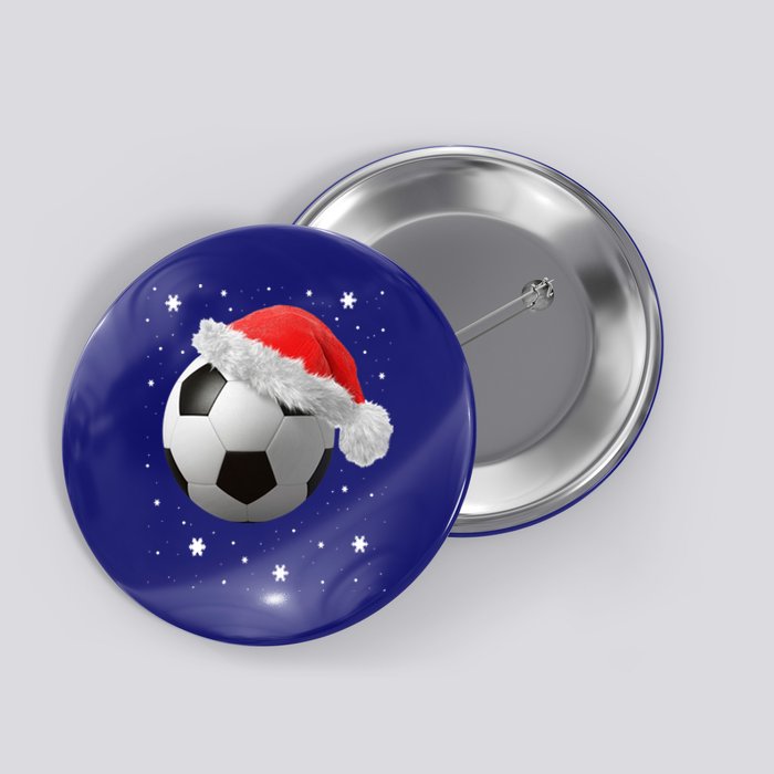 Football Ball SantaS Hat Christmas Xmas Soccer Fan Gift Button