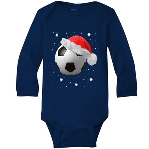 Football Ball SantaS Hat Christmas Xmas Soccer Fan Gift Baby Long Sleeve Bodysuit