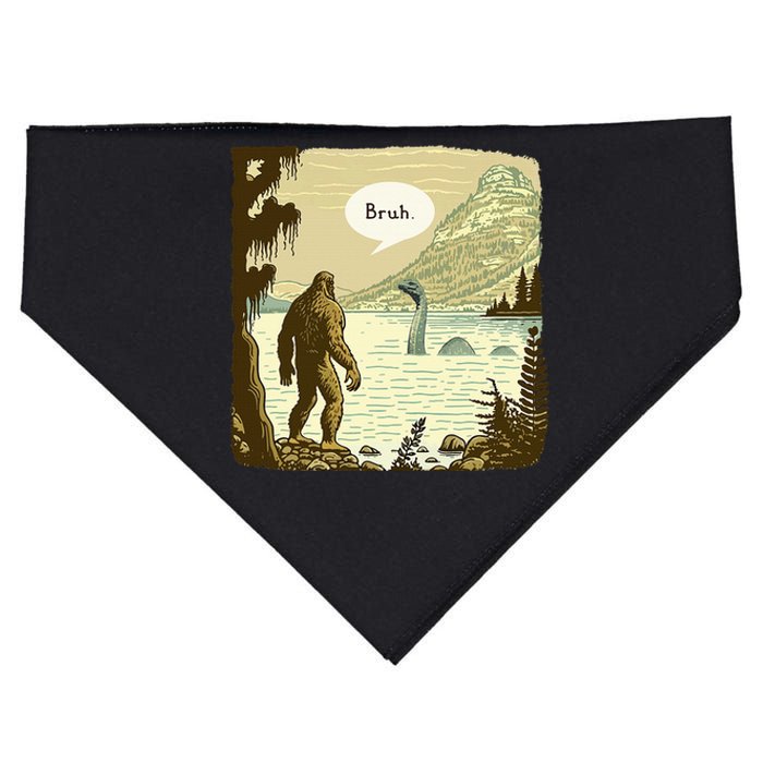 Funny Bigfoot Sasquatch Loch Ness Monster Introvert Bruh USA-Made Doggie Bandana