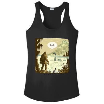 Funny Bigfoot Sasquatch Loch Ness Monster Introvert Bruh Ladies PosiCharge Competitor Racerback Tank