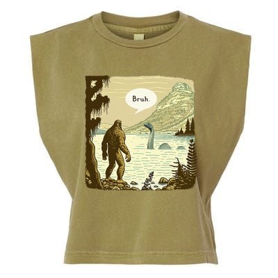 Funny Bigfoot Sasquatch Loch Ness Monster Introvert Bruh Garment-Dyed Women's Muscle Tee