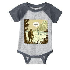 Funny Bigfoot Sasquatch Loch Ness Monster Introvert Bruh Infant Baby Jersey Bodysuit