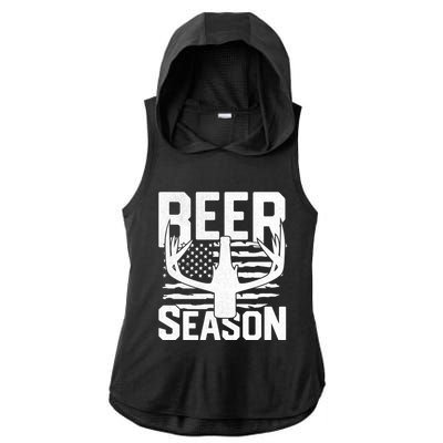 Funny Beer Season Deer Antlers American Flag Hunting Gift Ladies PosiCharge Tri-Blend Wicking Draft Hoodie Tank