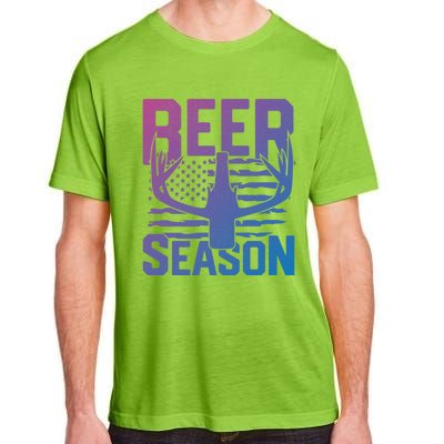 Funny Beer Season Deer Antlers American Flag Hunting Gift Adult ChromaSoft Performance T-Shirt