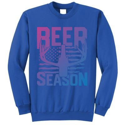 Funny Beer Season Deer Antlers American Flag Hunting Gift Sweatshirt