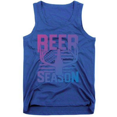 Funny Beer Season Deer Antlers American Flag Hunting Gift Tank Top