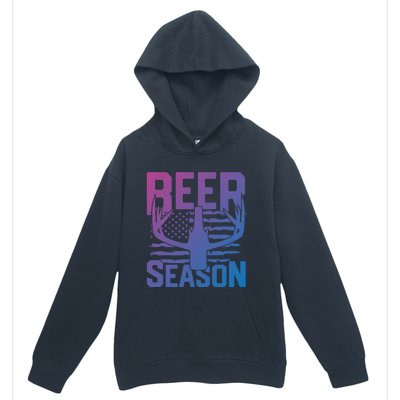 Funny Beer Season Deer Antlers American Flag Hunting Gift Urban Pullover Hoodie