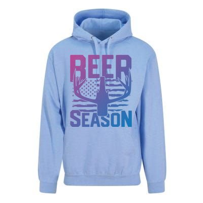 Funny Beer Season Deer Antlers American Flag Hunting Gift Unisex Surf Hoodie