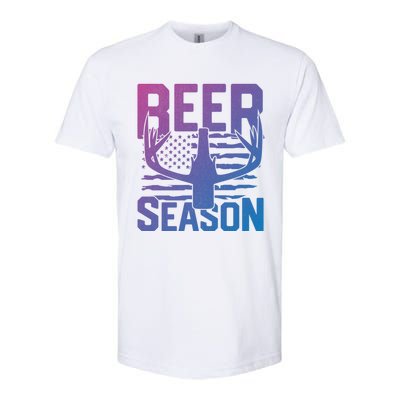 Funny Beer Season Deer Antlers American Flag Hunting Gift Softstyle CVC T-Shirt