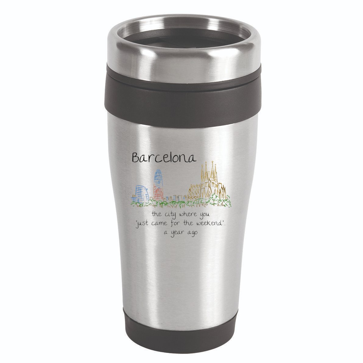Funny Barcelona Spain Souvenir Hand Drawn Art Gift 16oz Travel Tumbler