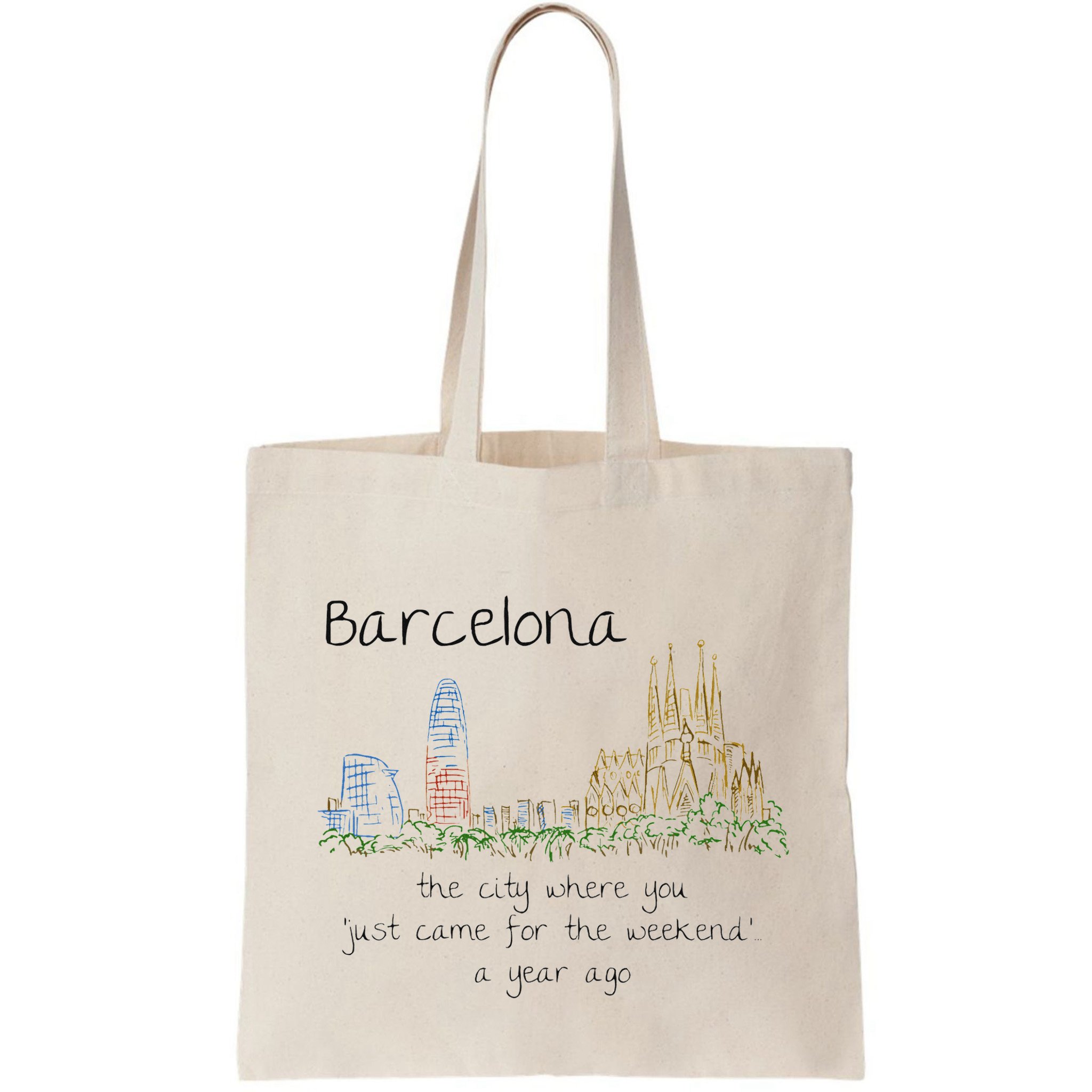 Funny Barcelona Spain Souvenir Hand Drawn Art Gift Bag
