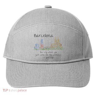 Funny Barcelona Spain Souvenir Hand Drawn Art Gift 7-Panel Snapback Hat