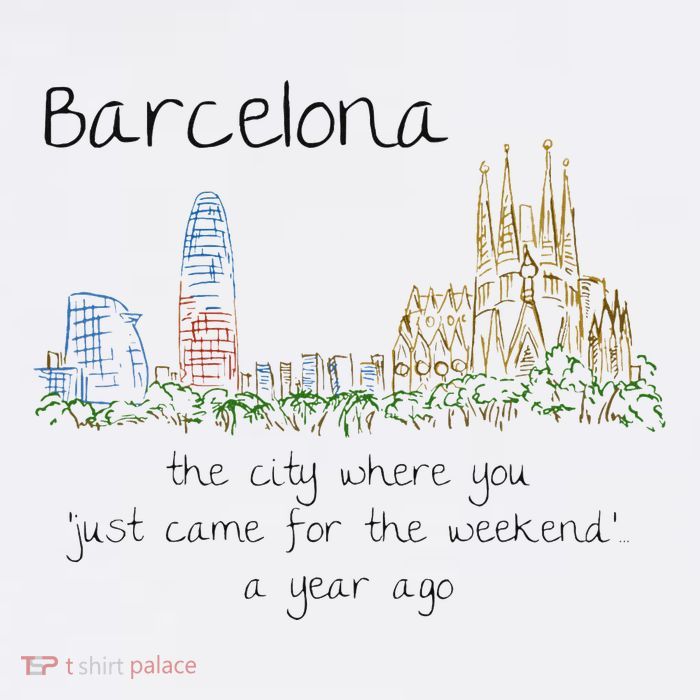 Funny Barcelona Spain Souvenir Hand Drawn Art Gift Flatbill Hat