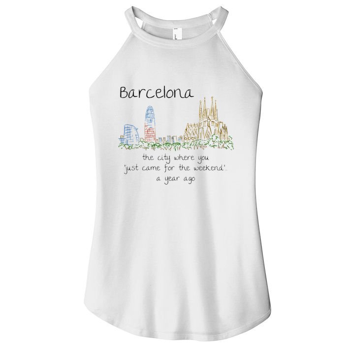 Funny Barcelona Spain Souvenir Hand Drawn Art Gift Women's Perfect Tri Rocker Tank