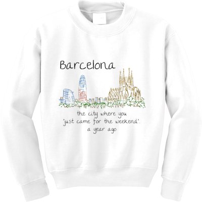 Funny Barcelona Spain Souvenir Hand Drawn Art Gift Kids Sweatshirt